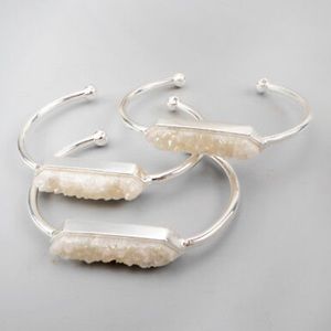 Iridescent Drusy Silver Cuff Bracelet